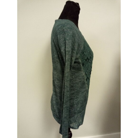 Jolt Women's Green Floral Lace Long Sleeve Crewneck Sweater M - Picture 4 of 5